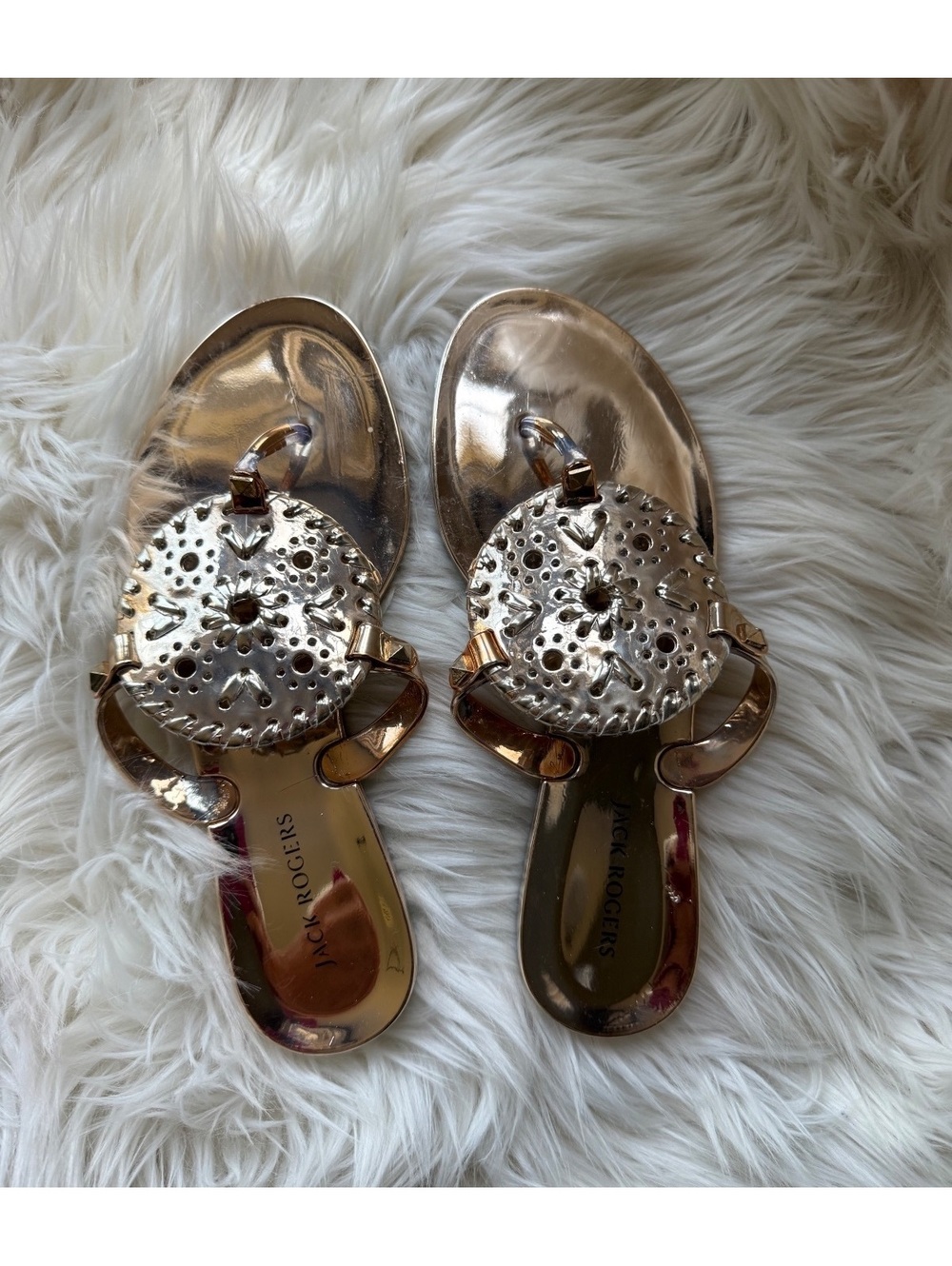 Jack Rogers Gold Metallic Sandals Size 3